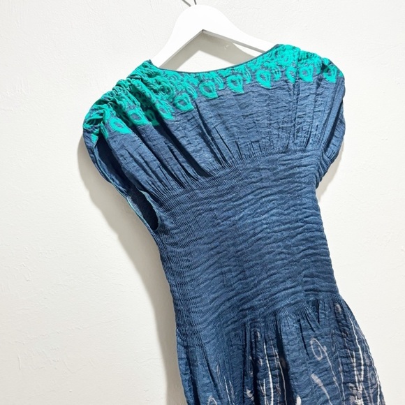 MAX STUDIO Women’s Blue Green Woven Structured Skirt Stretch Waist Dress Size S - Picture 6 of 9